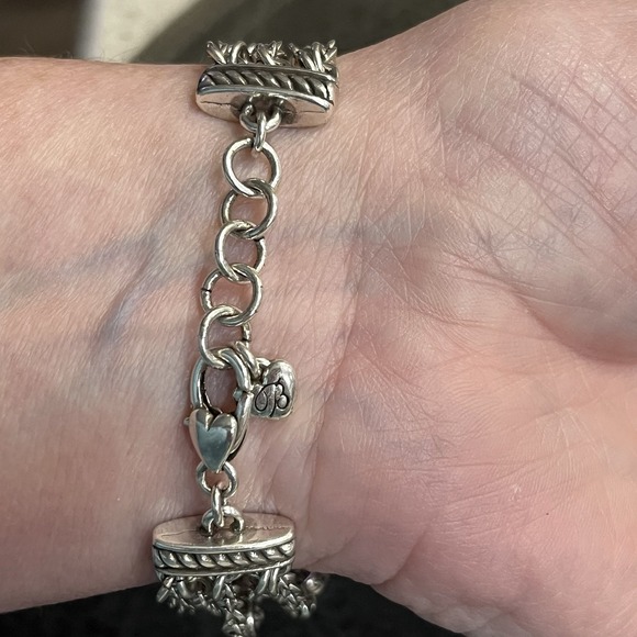 Brighton 4 Multi-Strand Bracelet Silver Tone Chain Crystal Beads 7.5" + Ext - Picture 5 of 7